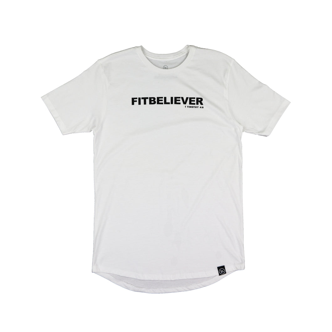 FitBeliever Swoop Tee (White) - Lifting Hope